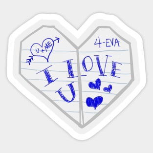 folded heart love note Sticker